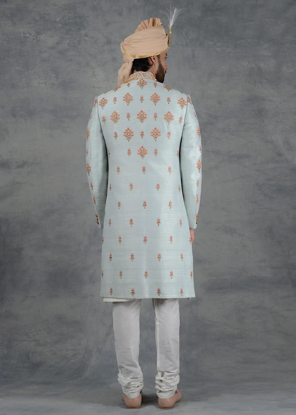 Sea Green Sherwani | Siddhesh Chauhan