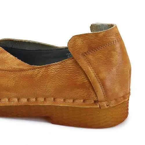 SOCOFY Retro Flat Loafers In Leather