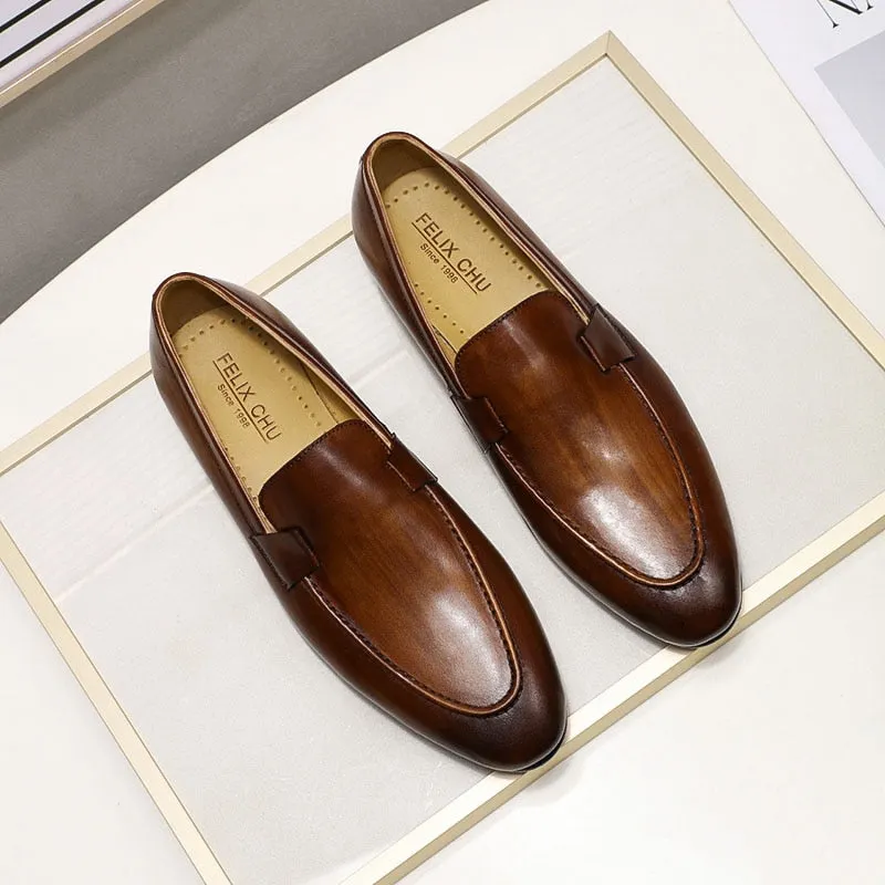 Solid Color Leather Loafers Shoes