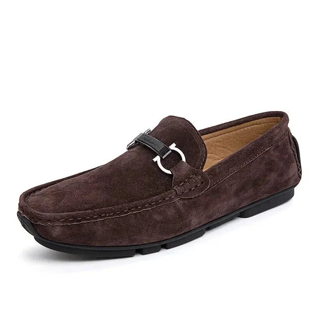 Suede Leather Metal Appliques Loafers