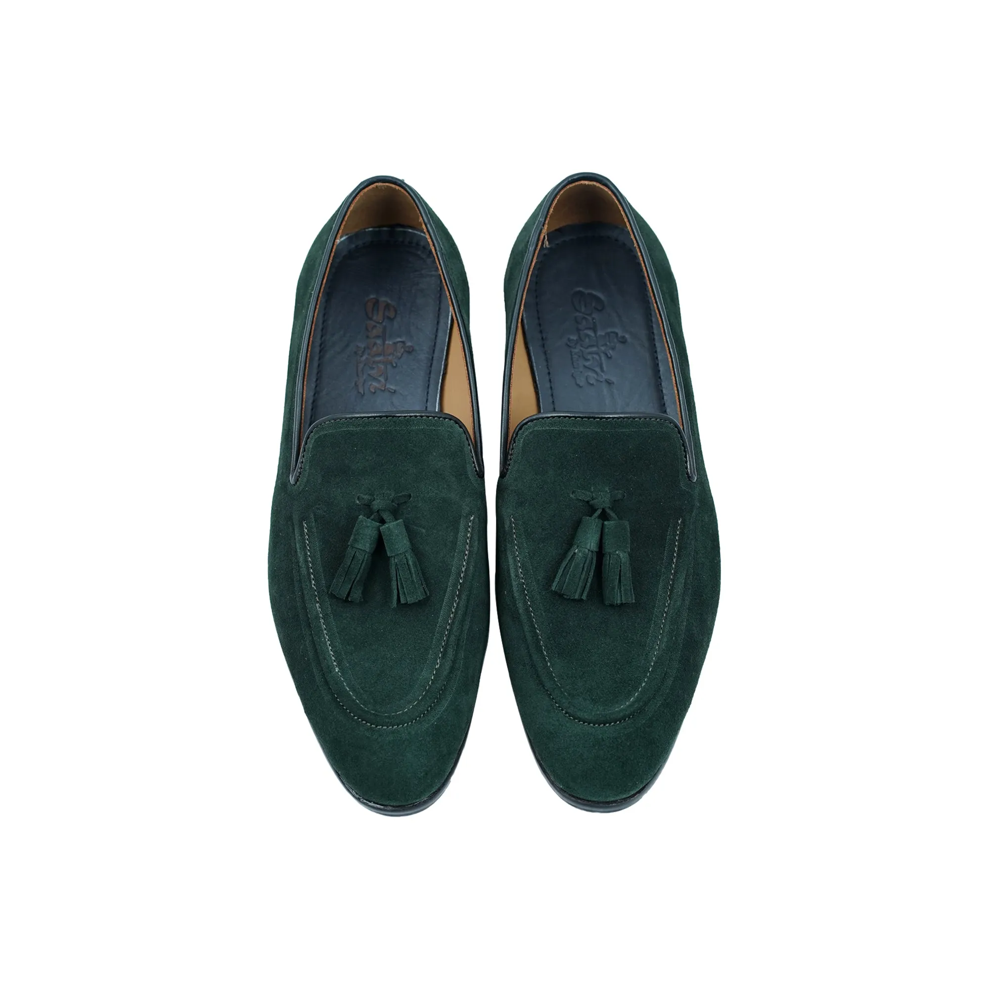 Tassel Loafers Green Suede