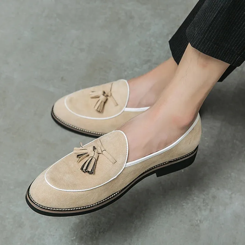 Tassels Decor Solid Faux Suede Loafers