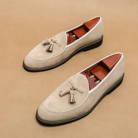 Tassels Decor Solid Faux Suede Loafers