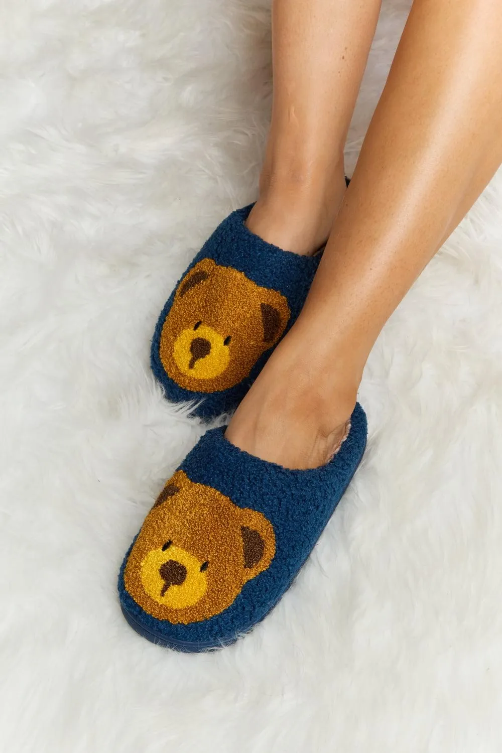 Teddy Bear Print Plush Slippers