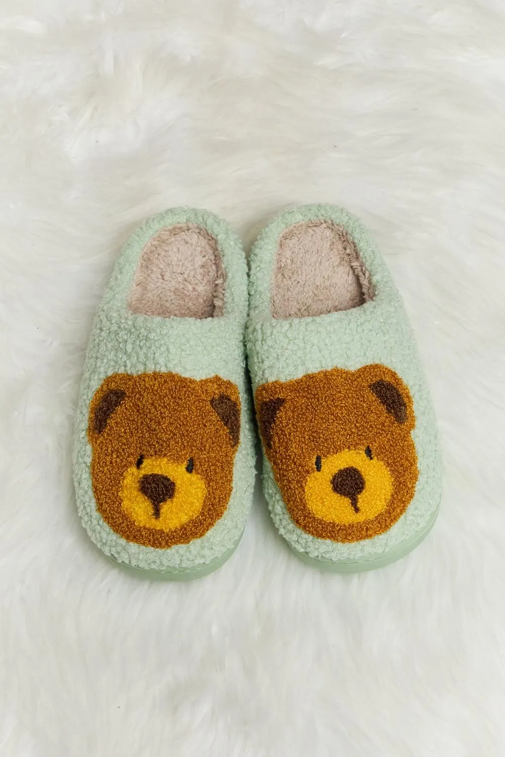 Teddy Bear Print Plush Slippers