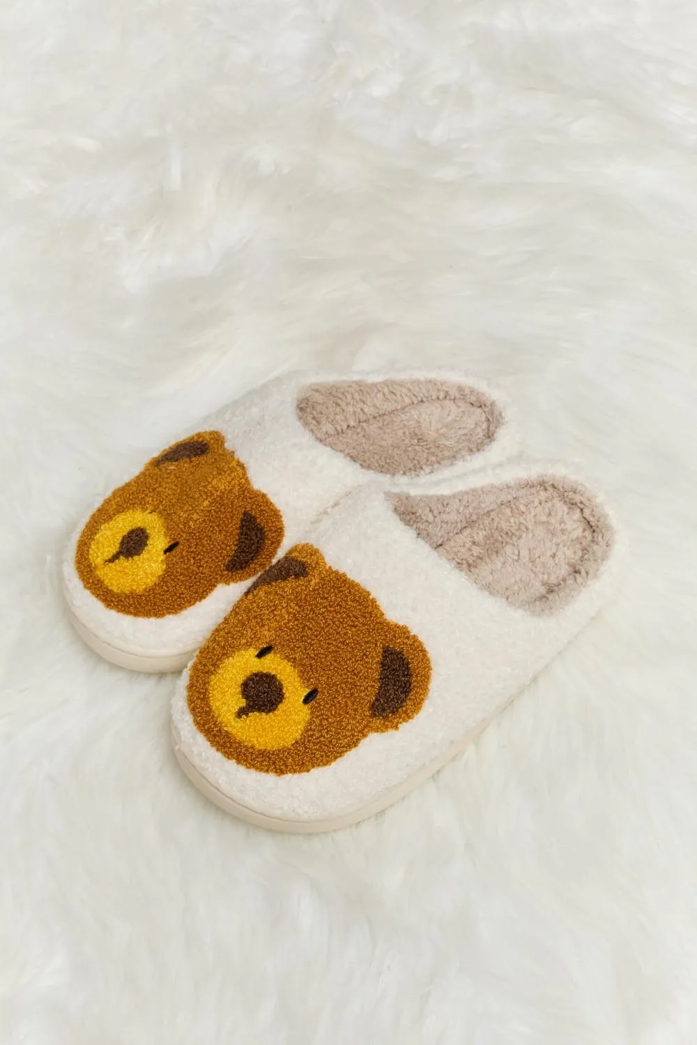 Teddy Bear Print Plush Slippers