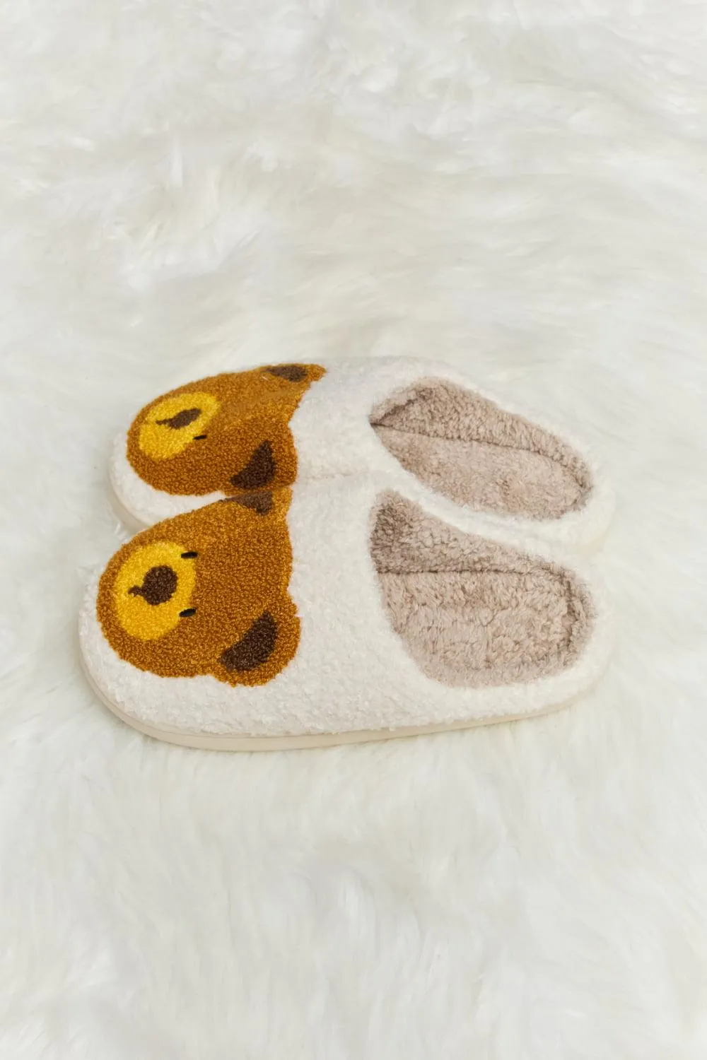 Teddy Bear Print Plush Slippers