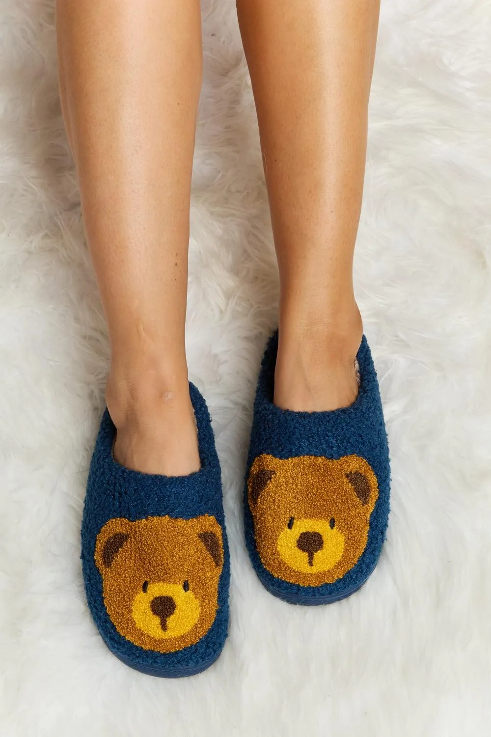 Teddy Bear Print Plush Slippers