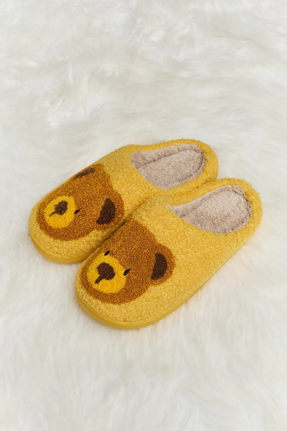 Teddy Bear Print Plush Slippers