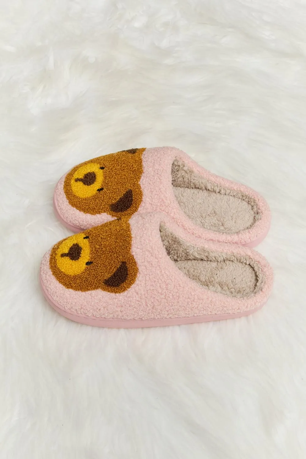 Teddy Bear Print Plush Slippers