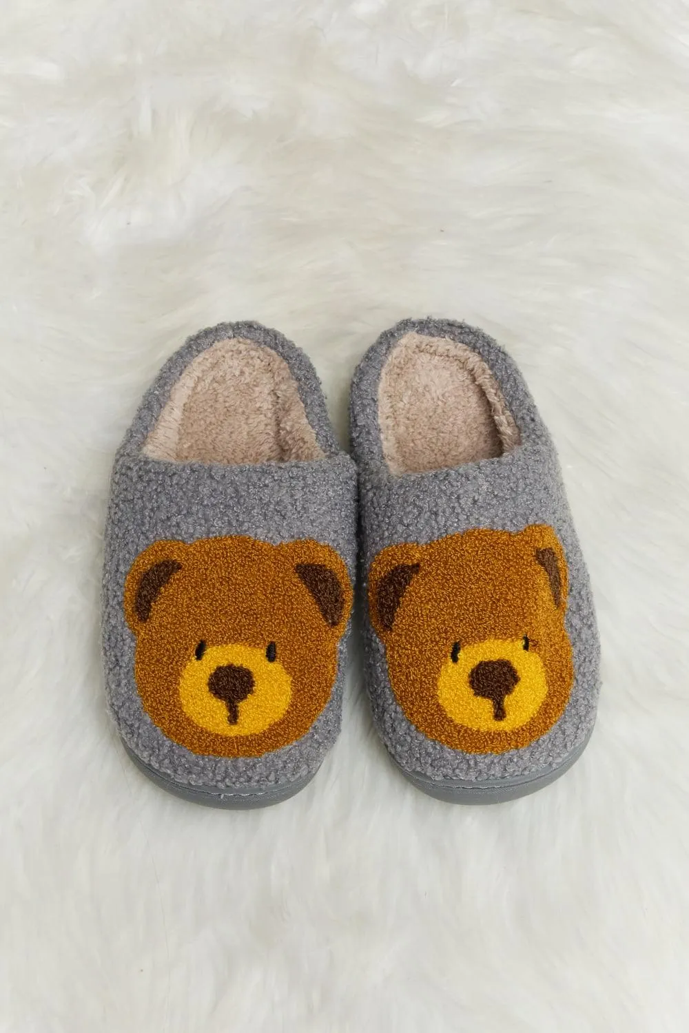 Teddy Bear Print Plush Slippers