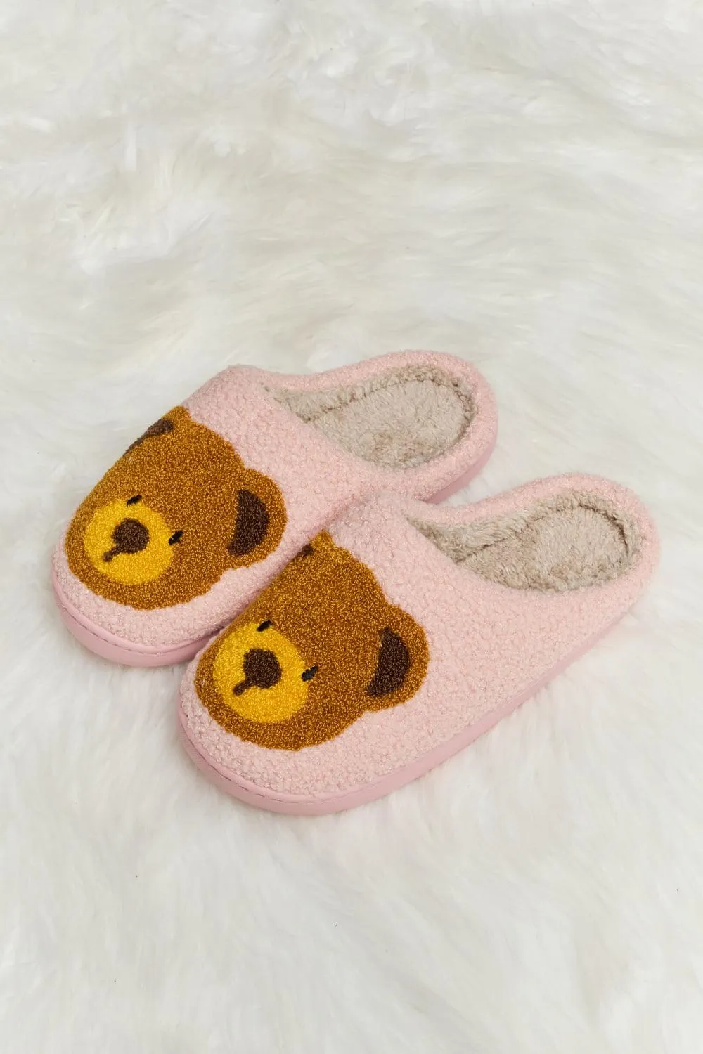 Teddy Bear Print Plush Slippers