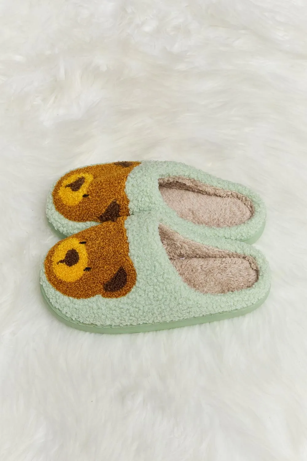 Teddy Bear Print Plush Slippers