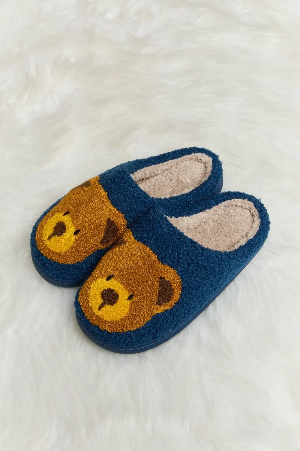 Teddy Bear Print Plush Slippers