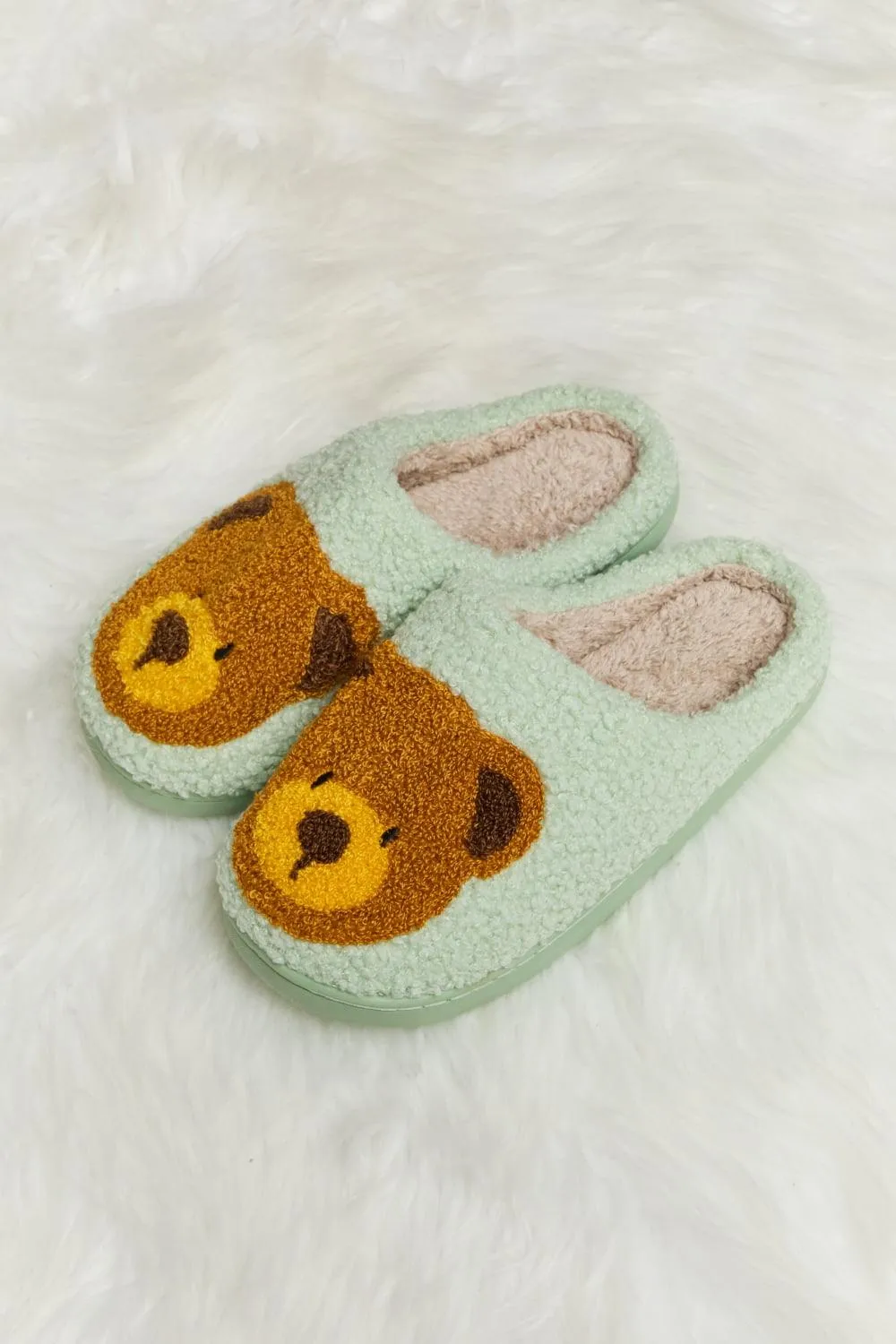 Teddy Bear Print Plush Slippers