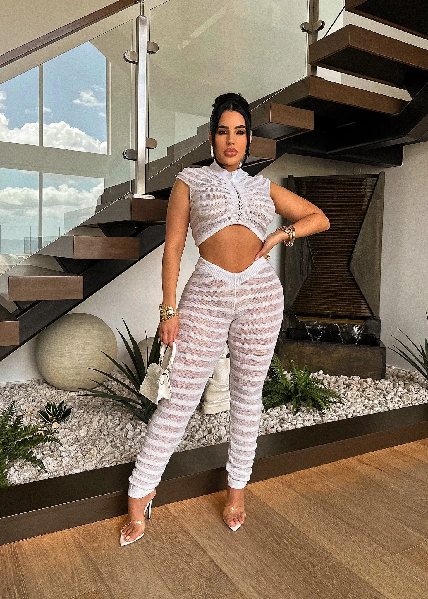 Temptation Knitted Legging Set White