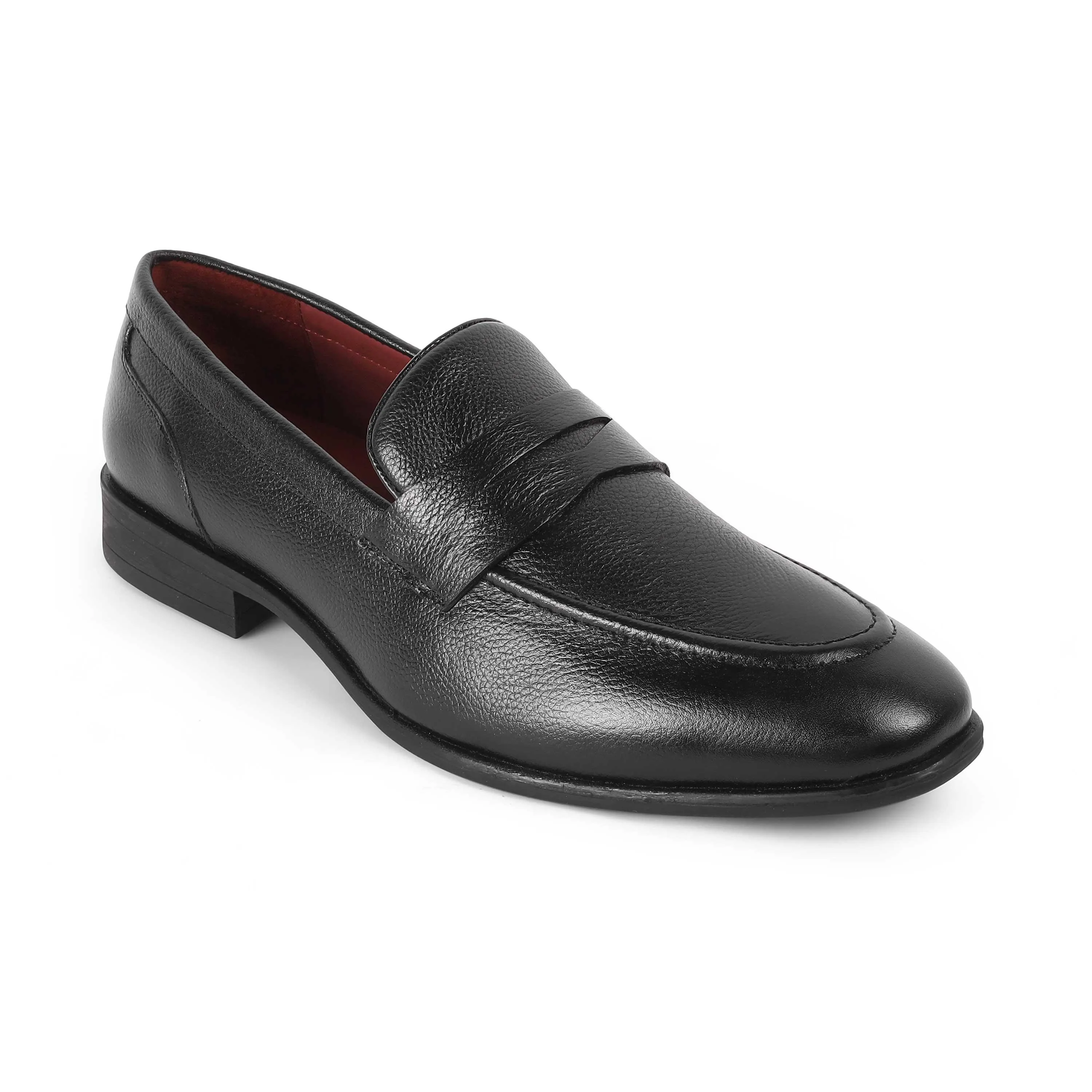 Tresmode Aris Black Men's Leather Penny Loafers