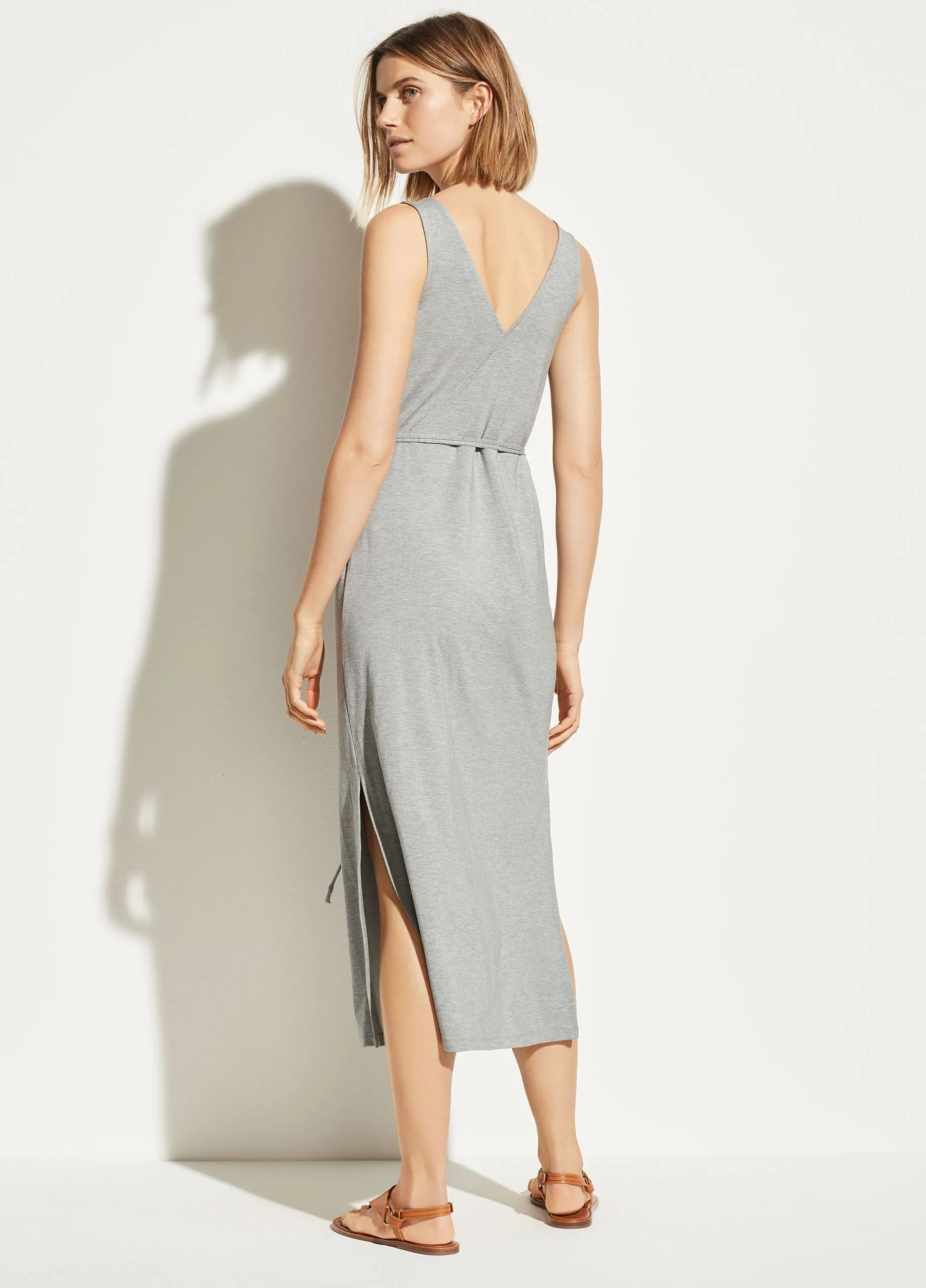 V-Neck Wrap Dress in Medium Grey