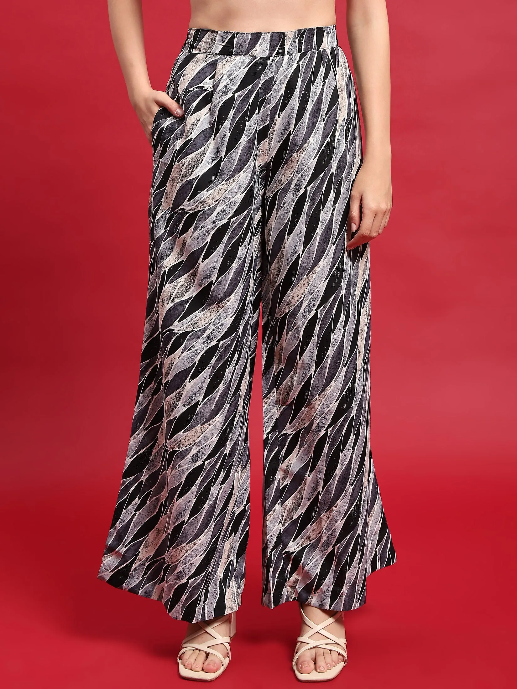 Women Polyester Grey Abstract Print Co-Ord Set