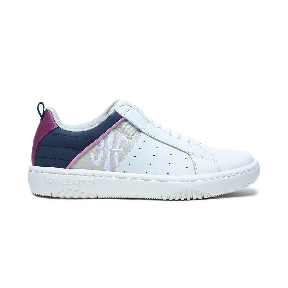 Women's Icon 2.0 White Purple Blue Logo Leather Sneakers 96521-015